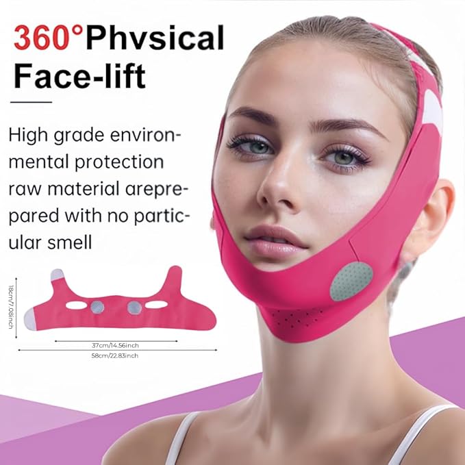 Graphene V-Line Mask Chin Up Mask V Shaped Face Mask Chin strap for sleeping,Jawline Shaper,red,Small