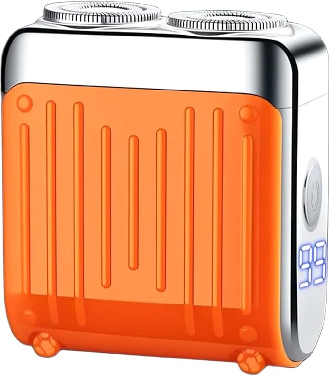 2026 New Mini Electric Shaver, Portable Rotary Dual Ring Electric Shaver, Waterproof Rechargeable Razor Mini Wet Dry Shaving Razor for Travel Home Use (Orange)