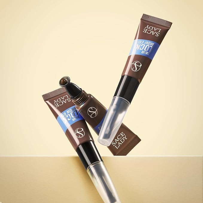 SACE LADY 24H Lock Eyebrow Gel, Waterproof Brow Gel Brown with Built-in Brush, Long-Lasting Natural Pigmented Eye Makeup for Women (01 Light Brown)