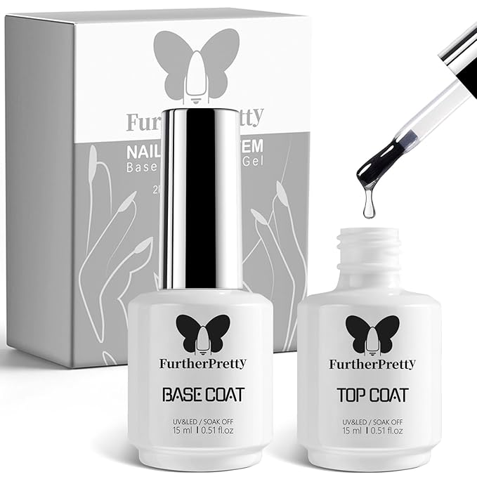 Gel Base and Top Coat Set, 2PCS 15ml Soak Off Gel Nail Polish, No Wipe Top Coat & Base Coat for UV LED Nail Lamp, Long-Lasting base para uñas en gel, Professional Manicure supplies