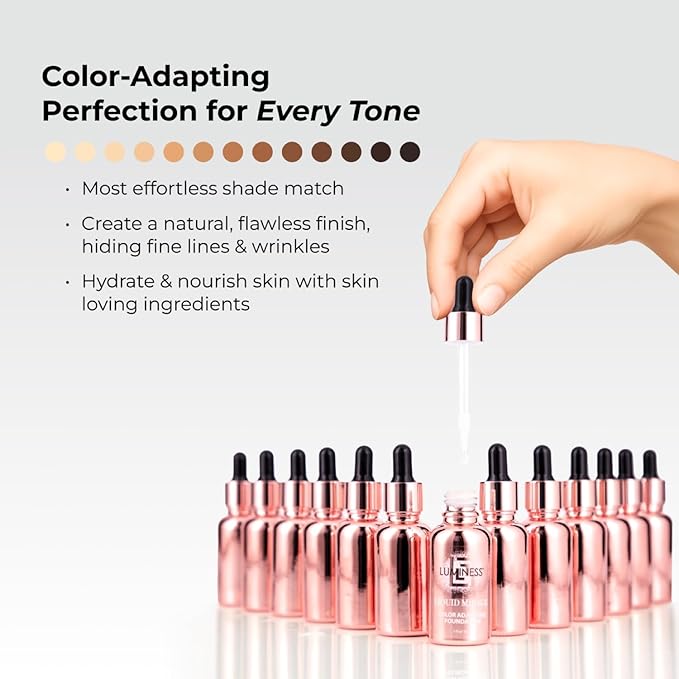 LUMINESS Liquid Mirage 3PC Kit - Color Changing Foundation with SPF 50 Primer & Makeup Brush, Hydrating & Lightweight Face Makeup, 4 in 1 Liquid Foundation, Concealer & Moisturizer (03 Tan)
