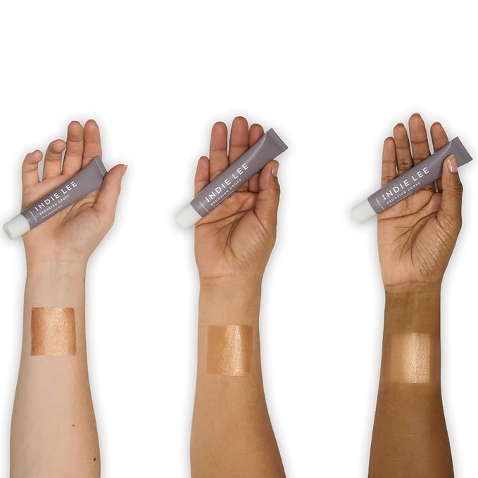 Indie Lee Bronzing Drops for Face & Body - Hydrating Face Makeup for a Sheer Glow - Liquid Bronzer & Highlighter with Niacinamide & Squalane - Universal Shade for All Skin Tones (0.67 Fl oz)
