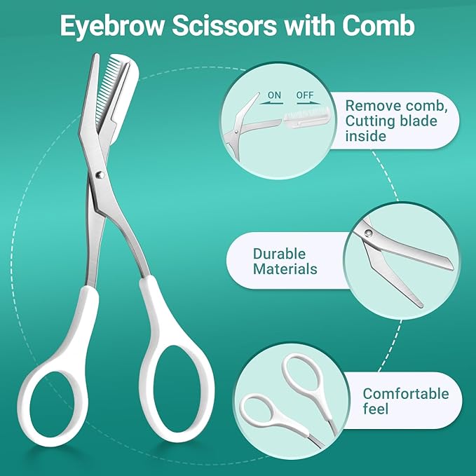 TsMADDTs Eyebrow Tweezers, 8 in 1 Tweezers Set for Women Facial Hair, Eyebrow Trimmer Scissors, Professional Shaping Grooming Kit