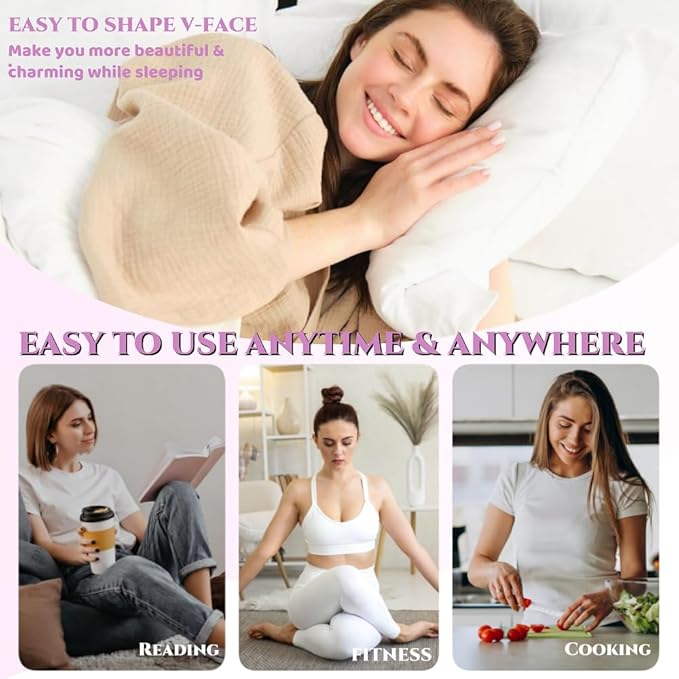 Graphene V-Line Mask Chin Up Mask V Shaped Face Mask Chin strap for sleeping,Jawline Shaper,Lilac,Small