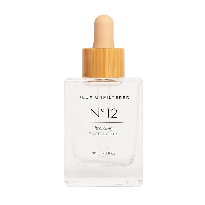 + Lux Unfiltered N°12 Face Tanning Drops - Non-Comedogenic Bronzing Drops for Face with Hyaluronic Acid, Vitamin E, & Passionfruit Oil - Fragrance Free, Cruelty Free, & Vegan Self Tanner
