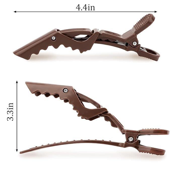 24 Pack Alligator Hair Clips, Professional Clips for Hair Sectioning, Hair Styling Accessories for Women Men Girls Teens，Coffee