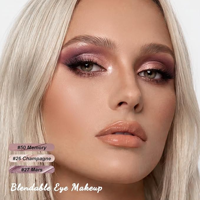 FOCALLURE 3PCS Cream Eyeshadow Stick Sets,Matte and Shimmer Eye Brightener, High Pigmented Crease-proof Pencil,Long Lasting Eye Shadow Highlighter Makeup,Champagne Velvet