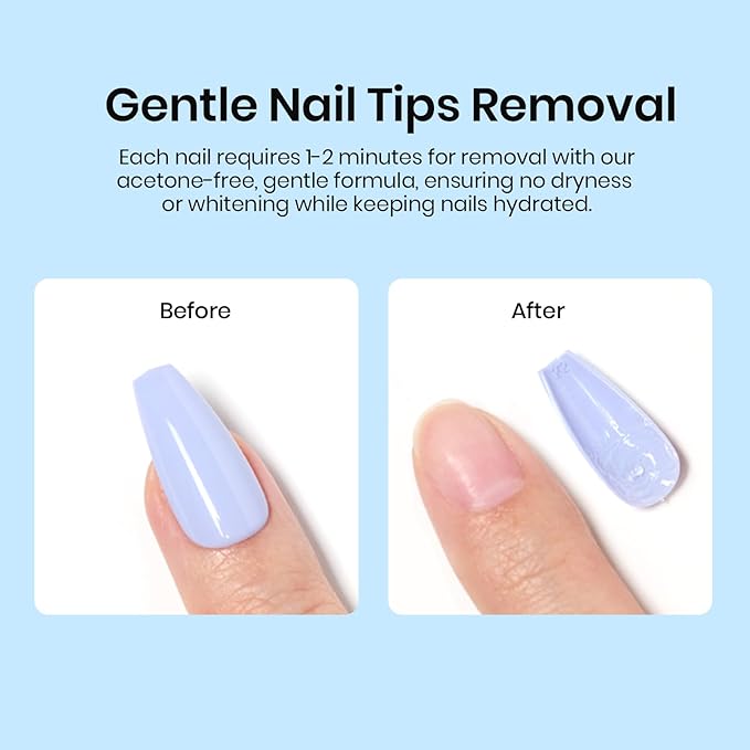 Beetles Nail Glue Remover with Cuticle Pusher, 20ml Press on Nails Glue Remover for False Nail Tips Acrylic Adhesive, Not for U v Gel Diy at Home