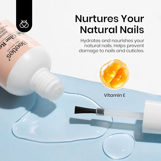 Beetles Nail Glue Remover with Cuticle Pusher, 20ml Press on Nails Glue Remover for False Nail Tips Acrylic Adhesive, Not for U v Gel Diy at Home