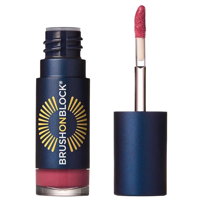 Brush On Block Sun Shine Protective Lip Oil SPF 30, Mineral Protection from UVA/UVB & Blue Light, Hydrating, Cruelty-Free, Gluten-Free, & Vegan, Peony