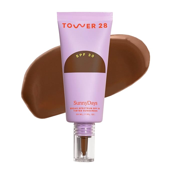 Tower 28 Beauty SunnyDays SPF 30 Tinted Mineral Sunscreen For Sensitive Skin - 2-in-1 Facial Broad Spectrum UVA/UVB Protection + Foundation - Shade 60 THIRD ST - Deep with Neutral Undertones, 1 Fl Oz
