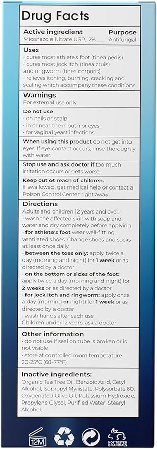 Foot Cream | Athlete’s Foot Cream for Cracked Heels, Dry Skin & Itchy Feet | Relieves Itching, Burning & Redness | Antifungal Treatment Helps with Nail Fungus, Jock Itch & Ringworm | 4.05 fl oz