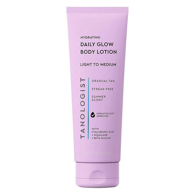 Tanologist Hydrating Daily Glow Body Lotion- Light/Medium, Buildable & Transfer-Proof Gradual Self Tanner, Summer Fragrance, Natural Not Orange, Lasts 7 Days, Vegan Clean Formula, 8.45 fl oz