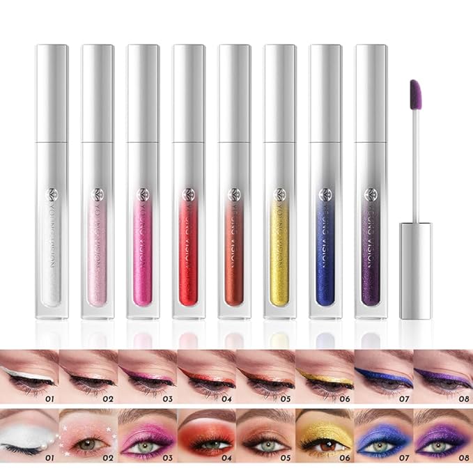 YOUNG VISION 8Pcs Lip Gloss Collection Makeup Set Set, Shiny Smooth Soft Liquid Lip Glosses, Non Transfer Gloss, Multi-Purpose Lip Liner, Gloss, Eyeliner & Eyeshadow for Girls and Women Makeup