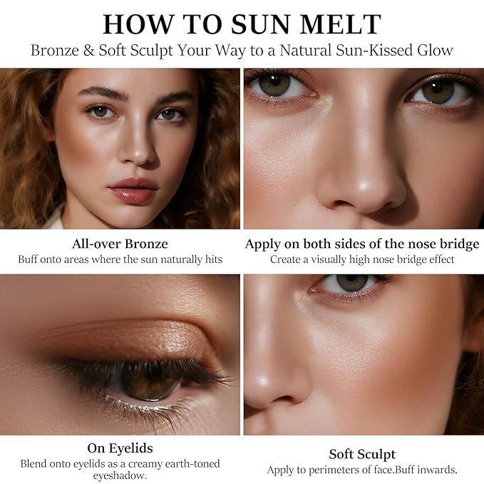 Cream Bronzer with Brush, Creamy & Highly Pigmented Formula, Blendable Cream Contour Makeup with a Natural, Matte Finish - Buildable Formula for Shimmer-Free, Medium tan, 0.7 Oz