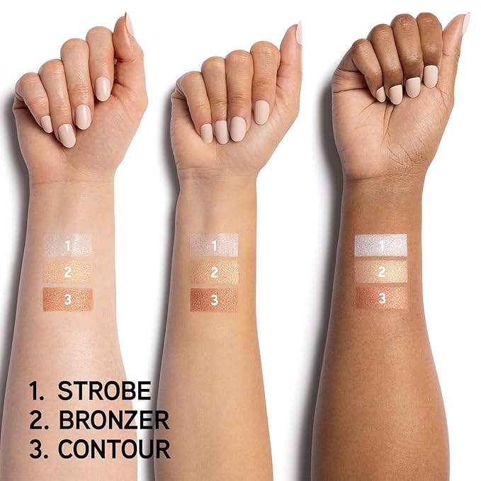 Physicians Formula Bronze Booster Highlight & Contour Palette with Brush, Blendable & Buildable Finish - Shimmer Glow