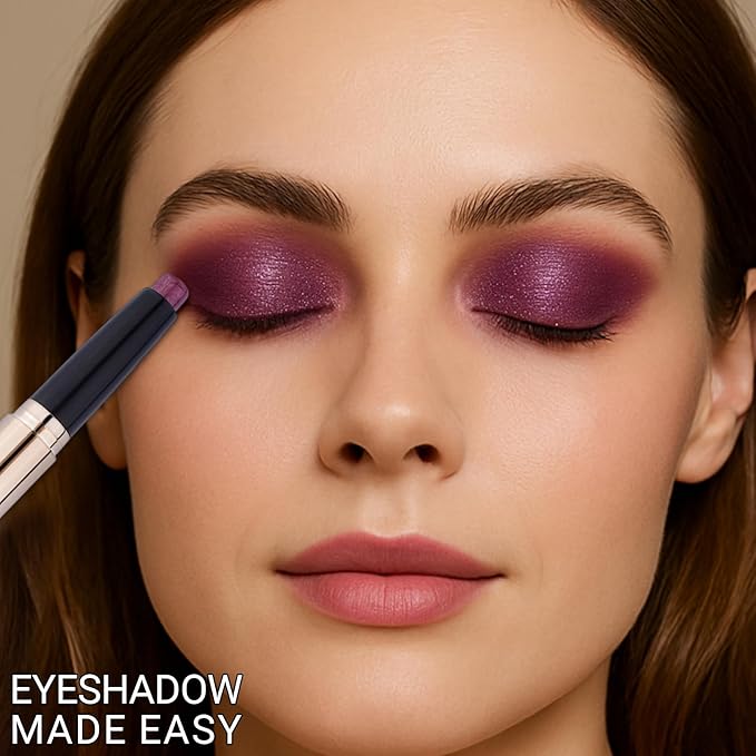 Erinde Waterproof Cream Eyeshadow Stick, Smoky Blue Shimmer Eye Shadow Sticks, Cream to Powder Eyeshadow Crayon, Buildable & Blendable Long-Lasting Eye Shadow Stick, Vegan & Cruelty-Free, C10