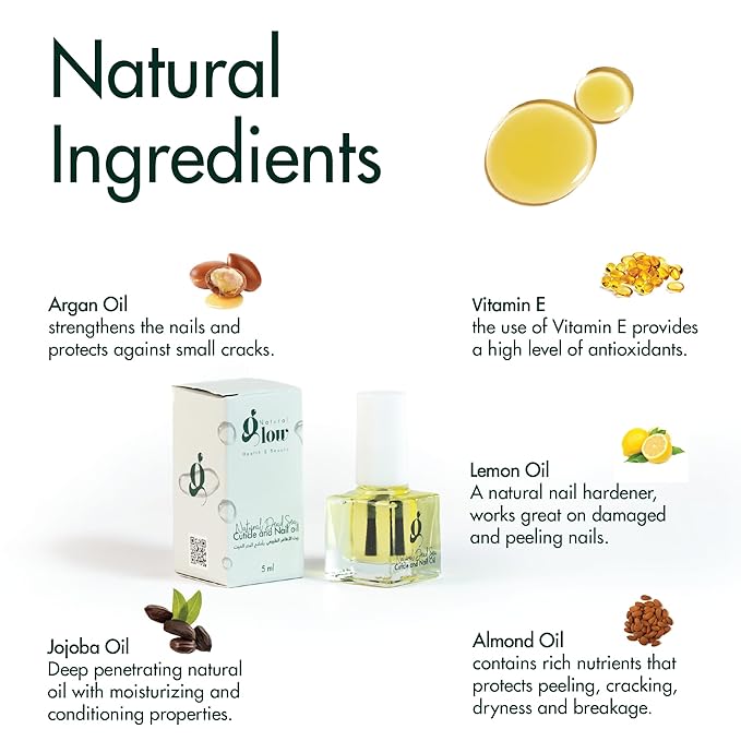 Dead Sea Cuticle & Nail Oil (5ML) | Strengthens, Moisturizes & Conditions with Sweet Almond, Olive, Jojoba, Castor, Argan Oils, Lemon Essential Oil, Vitamin E & Dead Sea Salt