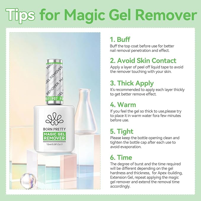 BORN PRETTY Gel Polish Remover Kit for Nails, Gel Nail Polish Remover 3-5 Minutes Removal, Liquid Latex Tape Easy to Peel Off, with Manicure Tools, No Need for Soaking Or Wrapping