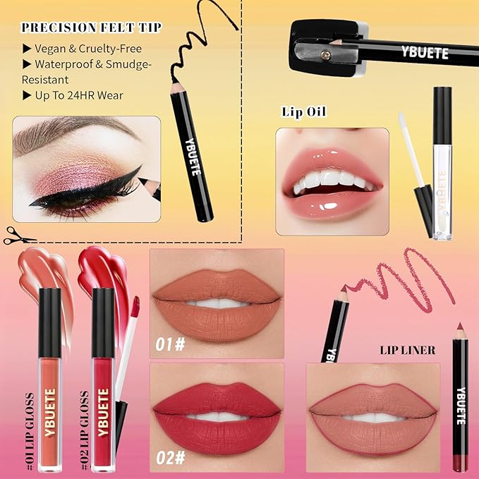 Beginner Makeup Kit for Teen,Makeup Set for Girl Women,Beginner Makeup Kit with Cosmetic Train Case Included 32 Colors Eyeshadow Blush Contour Lip Gloss Lip Liner Eyeliner Brush Set Mirror