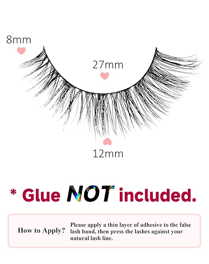 False Lashes Natural Lashes Wispy False Eyelashes Natural Eyelashes Fake Eyelashes Fake Lashes Pack 10 Pairs 12mm Calla Lily