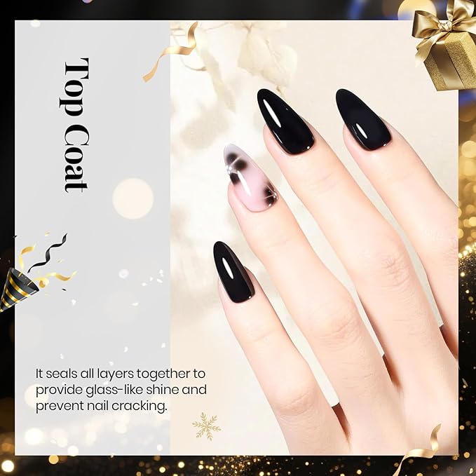 beetles Gel Polish No Wipe Gel Top Coat - Clear Color Top Coat Gel Nail Polish Shine Finish and Long Lasting, Soak Off Nail Lamp, 15ml Christmas Nails Gifts for Women