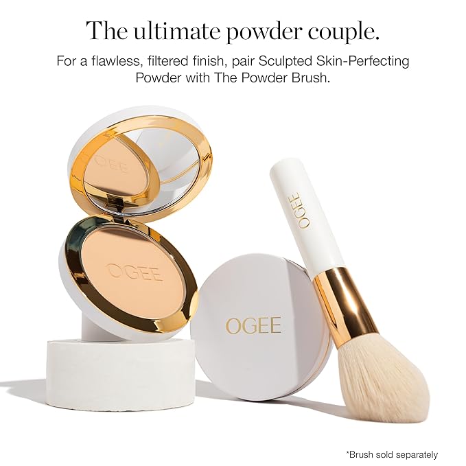 Ogee Sculpted Skin-Perfecting Powder (Basalt - FULL SET (Case & Refill)) Makeup Setting Powder - 70% Organic Ingredients