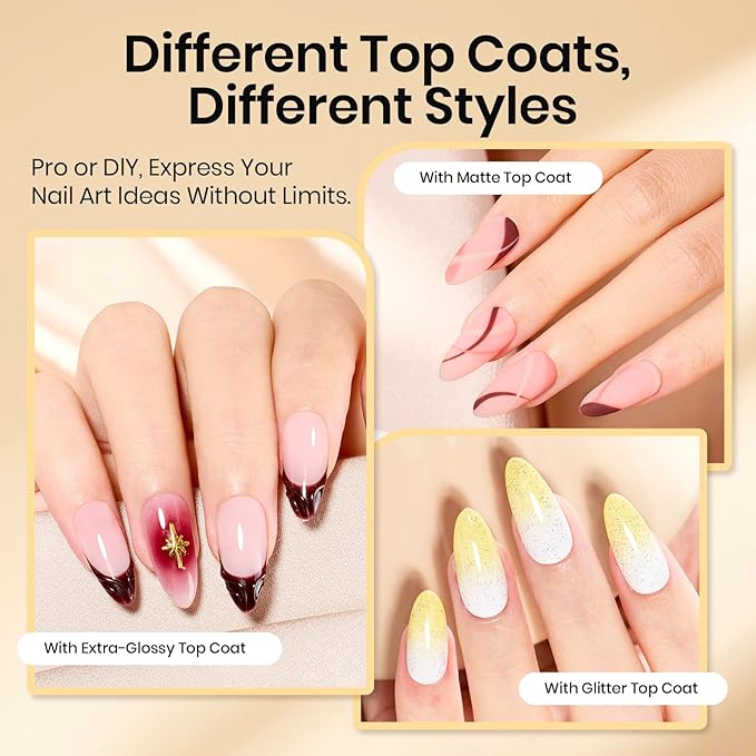 Beetles 6 Pcs 15ml Glossy & Matte Gel Top and Base Coat Set with Protein Nail Prep Dehydrator and Primer Acid-Free & Hema-Free Dehydrate Bond Primer t for Acrylic & Gel Nail Polish Christmas Gifts