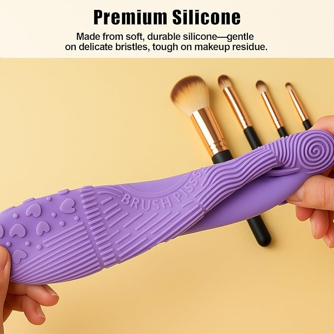 2 PCS Silicone Makeup Brush Cleaner Mat, 7 Textures Make Up Brush Cleaning Mat, Cosmetic Cleaning Pads, Portable Washing Tool with Suction Cup, Easy to Clean, Ideal for Travel and Home Use