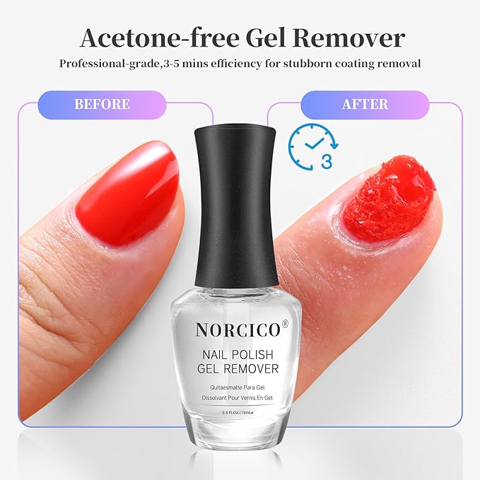 Gel Nail Polish Remover, Low-Odor Gel Remover for Nails，Quick Nail Polish Remover in 3-5 Minutes, No Soak & Acetone-Free, Fast & Gentle Home Manicure Nail Art DIY Solution.with Manicure Tools-15ml