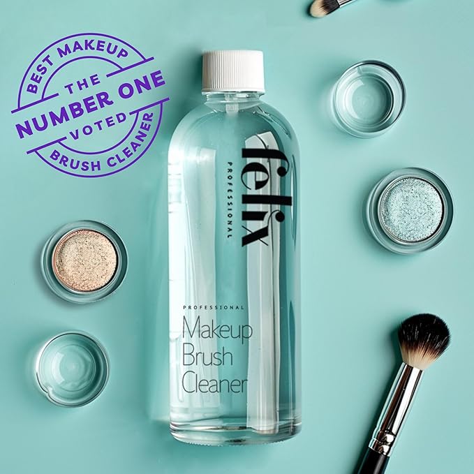 Liquid Makeup Brush Cleaner Solution + Tin starter kit | Rinsless, Quick Drying, Hydrating, Fragrance Free | for Natural and Synthetic Make-up Brushes (8 Fl oz)