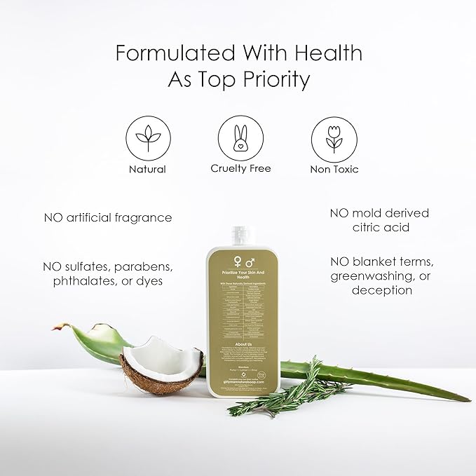 GirlyMan Natural Body Wash - Made with Olive Oil & Aloe Extract, No Artificial Fragrance, PH Balanced, Gentle Formula, Nourishing Ingredients, Family Owned (Sandalwood)