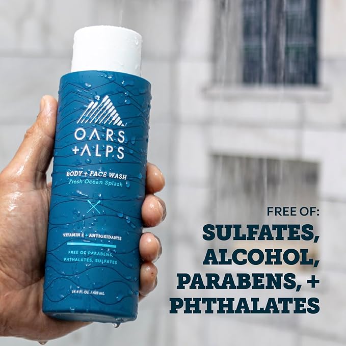 Oars + Alps Body Wash for Men, Mens Body Wash with Vitamin E and Antioxidants, Moisturizing, Hydrating, Paraben & Sulfate Free Cleanser, Variety Set, 3pk