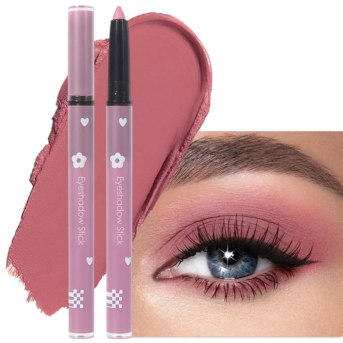 Erinde Rose Brown Eyeshadow Stick, Waterproof Nude Matte Eye Shadow Sticks, Cream Eye Shadow Pencil Crayon, Buildable & Blendable Long-Lasting Eyeshadow for Older Women, Vegan & Cruelty-Free, 106