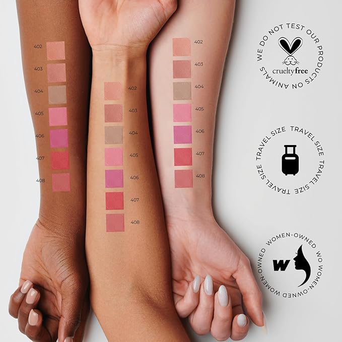 Lamel Blush Cheek Plum Color Mini - Blendable Purple Blush Powder - Enhances & Defines Shapes & Features - Shading & Contouring Powder - 4 Universal Shades - 408 (Plum) - 3.8g / 0.13 oz