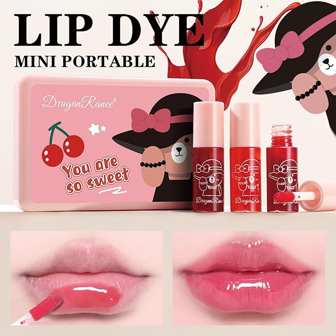 6 Colors Lip Tint Stain Set,Lip Gloss for Women,bright moisturizing lip gloss,Velvet Watery Lip Stain Moisturizing Mini Liquid Lipstick,Long lasting Non-Stick Cup, Multi-use Lip and Cheek Tint(Set a)