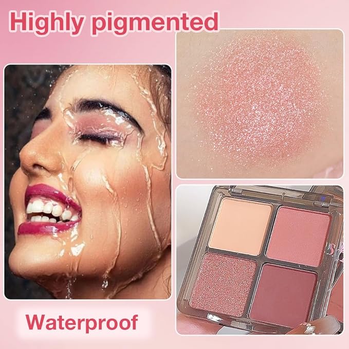 Eyeshadow Quads, Neutral Nude Pink Eye Enhancers Eyeshadow Palette, Metallic and Shimmer Magic Eyeshadow, Velvety Pigmented Creamy Formula, Four Way Quad Eye Shadow Palette For Old Women