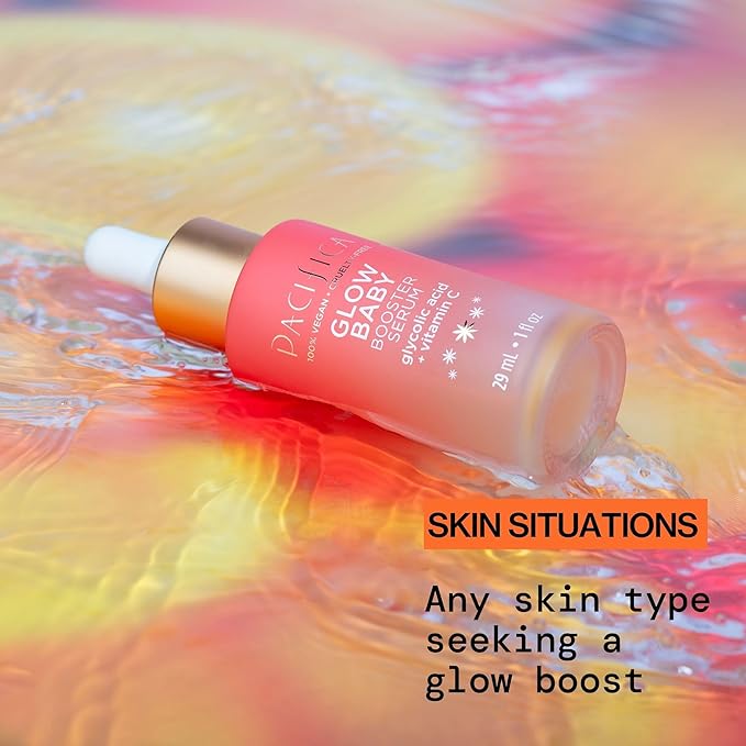 Pacifica Vitamin C Serum for Face – Glow Baby Brightening Facial Serum with Glycolic Acid – Vitamin C Booster Skin Care, Dark Spot Corrector, Vegan Skincare for Glowing Skin, Dermatologist Tested