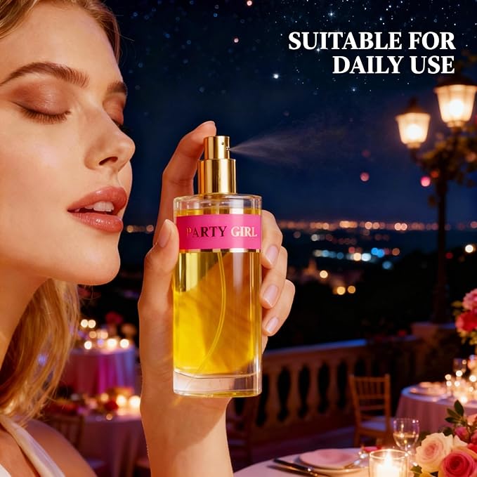 Party Girl Eau de Parfum Spray Perfume, Fragrance For Women-Daywear, Casual Daily Cologne Set with Suede Pouch- 3.4 Fl Oz Bottle Beauty Gift for Birthday, Anniversary