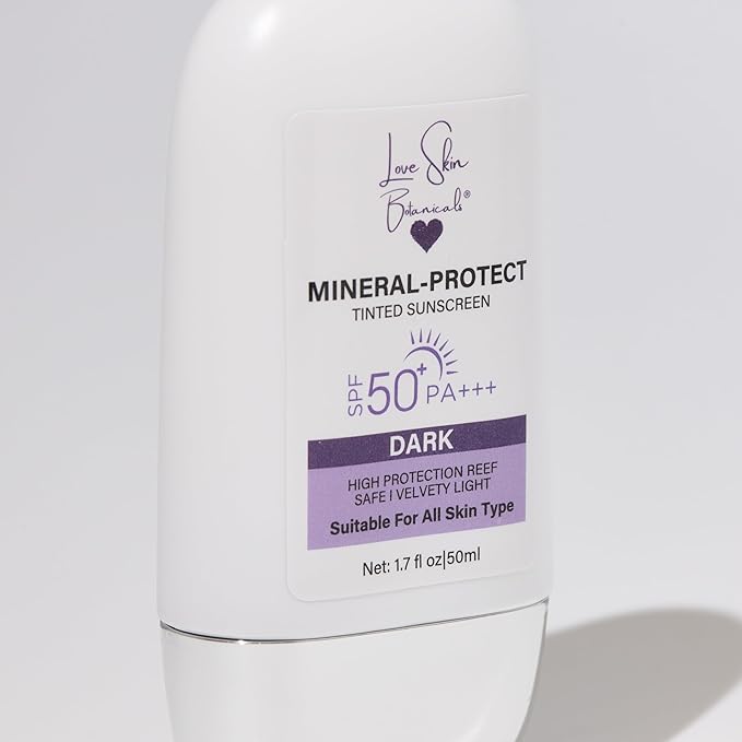 Mineral Protect Tinted Sunscreen SPF 50 PA+++ – Dark Tint | 100% Mineral, Reef-Safe, Unscented, Broad Spectrum Daily Face Sunscreen