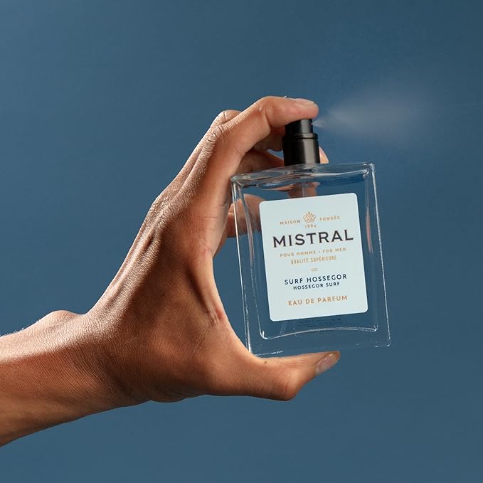 Mistral Men's Cologne - Surf Hossegor Eau de Parfum Spray | Long-Lasting Fresh Cologne for Men with Driftwood, Sea Salt & Eucalyptus | Cruelty-Free French Fragrance | Made in France – 3.4 Oz