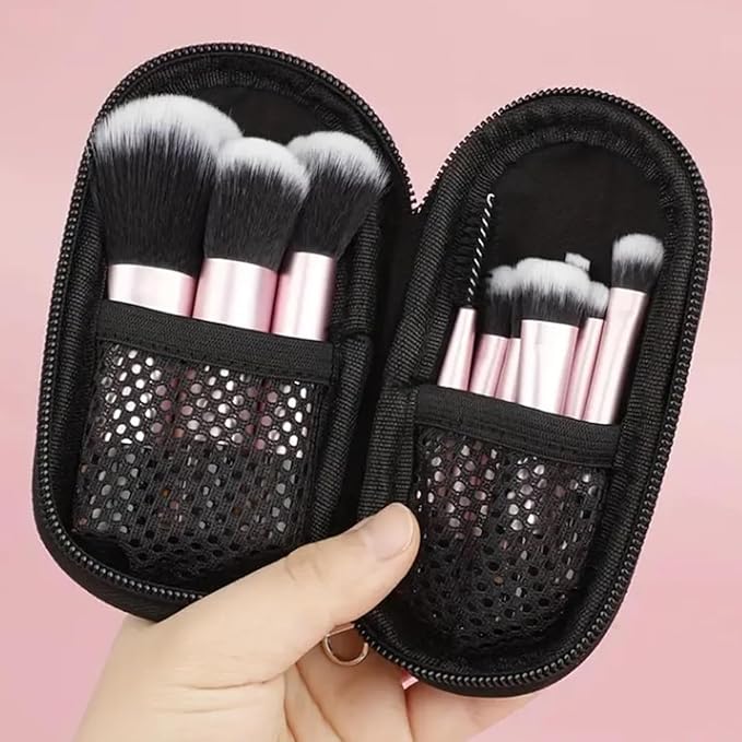 16pc Beginner Mineral Makeup STARTER KIT with 10 BRUSHES(5gm) Sample Size Foundation, Primer, Blush, Bronzer, Setting Powder for Learning, Occasional Use,First Time Users, Travel Size Kit(Deep Tan)