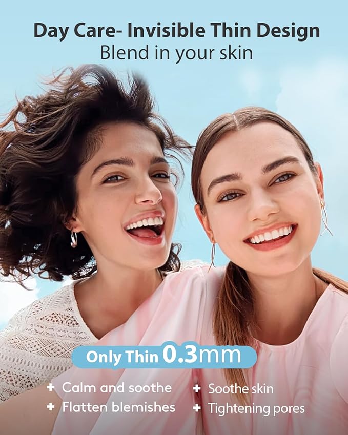 LitBear Acne Pimple Patches- Day and Night 4 Sizes 180 Dots Thin & Thick Hydrocolloid Patches with Witch Hazel, Tea Tree & Calendula Oil, Pimple Stickers for Covering Zits, Blemishes, Spots, Acne Dots