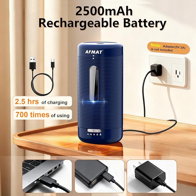 AFMAT Electric Pencil Sharpener, Fully Automatic Pencil Sharpener, Auto in & Out, Rechargeable Hands-Free Sharpeners for Jumbo & Colored Pencils (6.5-12mm), Portable for Home/Classroom/Office PSC2