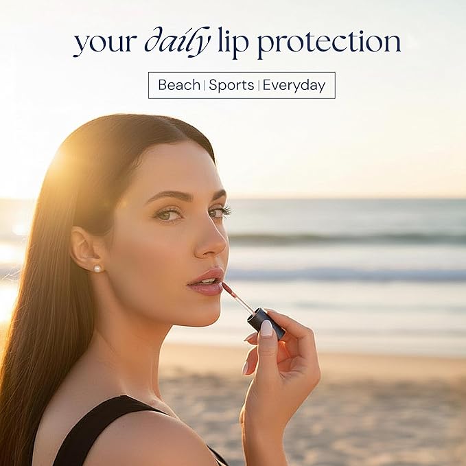 Brush On Block Sun Shine Protective Lip Oil 3 Color Variety Pack, Broad Protection Hydrating SPF 30 Mineral Sunscreen, Nude Tint, Coral, and Fig