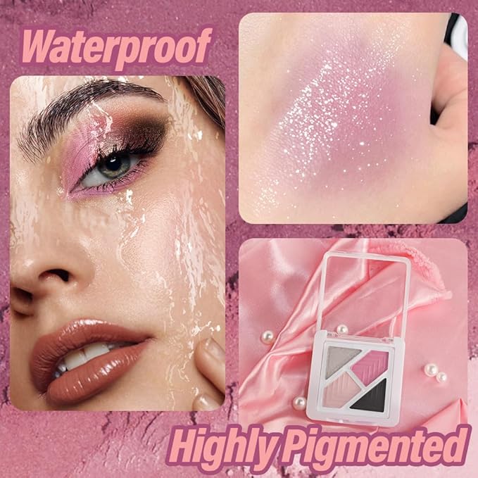 Neutral Smoke Red Eye Shadow Palette, Metallic and Shimmer Magic Eyeshadow Makeup, Velvety Pigmented Creamy Formula, Four Way Quad Eye Shadow Palette For Old Women, (01#Smoke Red)