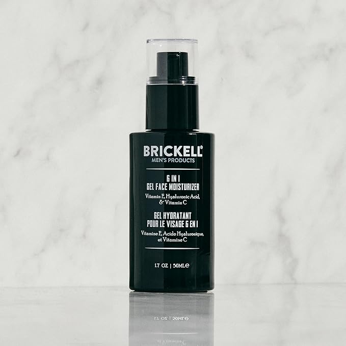 Brickell Men's 6 in 1 Gel Face Moisturizer for Men, Natural and Organic Gel Moisturizer, 1.7 ounces, Unscented