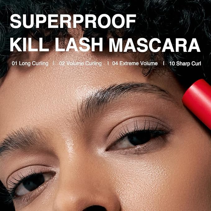 CLIO Kill Lash Superproof Mascara, Washable Tubing Mascara Black, Voluminous Eyelash, Long-Lasting, Clump & Smudge-Free, Vegan Formula for Sensitive Eyes, Korean Makeup Beauty (004 Extreme Volume)