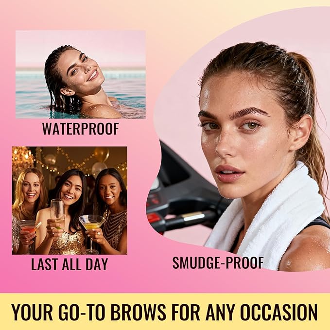 Vevivia Eyebrow Pen - Eyebrow Gel Clear, Dual-Ended Eye Brow Pencils for Women with 4-Fork-Tip and Precise Brush-Tip for Natural Hair-Like Strokes, Last All Day Eyebrow Pencil, Brown