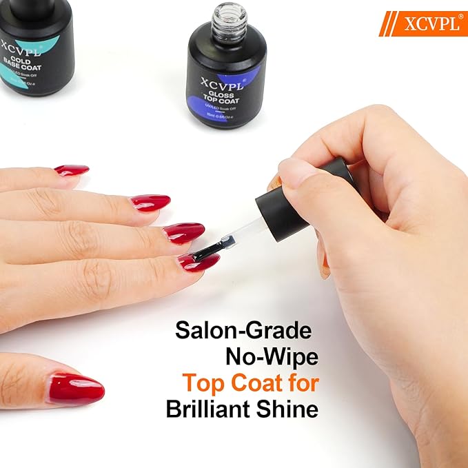 Gel Top Coat - No Wipe High Gloss Shine, Scratch & Stain Resistant, Quick Dry Clear Gel Polish for UV LED Nail Lamp, Long-Lasting 4+ Weeks, No Sticky Residue